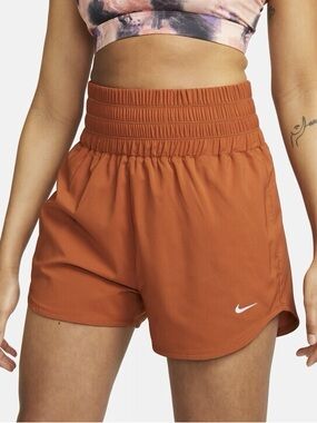 Nike One Dri-FIT High Rise Running Shorts Burnt Orange XS Lined